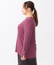 OLKAA27069 eur3(エウルキューブ) 【大きいサイズ】リブジャージー袖ボタンカットソー ワイン(77)