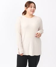 OLKAA27069 eur3(エウルキューブ) 【大きいサイズ】リブジャージー袖ボタンカットソー ベージュ(82)