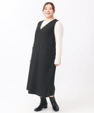 OLKAA27069 eur3(エウルキューブ) 【大きいサイズ】リブジャージー袖ボタンカットソー ベージュ(82)