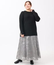 OLKAA27069 eur3(エウルキューブ) 【大きいサイズ】リブジャージー袖ボタンカットソー ブラック(94)