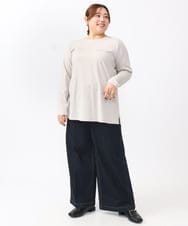 OLKAA28059 eur3(エウルキューブ) 【大きいサイズ】コットンロゴ長袖Tシャツ グレージュ(89)