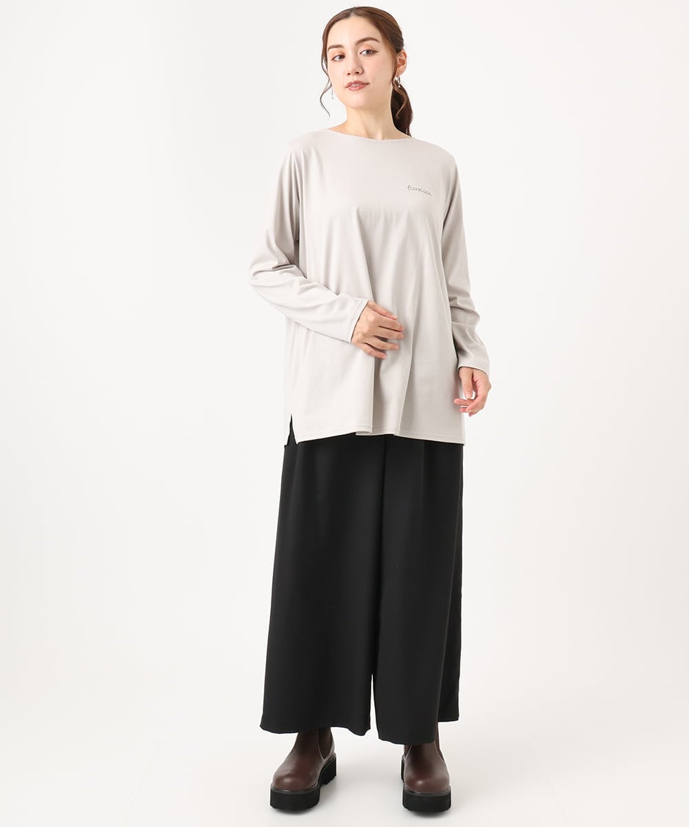 OLKAA28059 eur3(エウルキューブ) 【大きいサイズ】コットンロゴ長袖Tシャツ グレージュ(89)