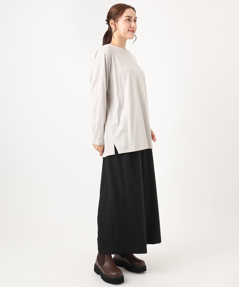 OLKAA28059 eur3(エウルキューブ) 【大きいサイズ】コットンロゴ長袖Tシャツ グレージュ(89)