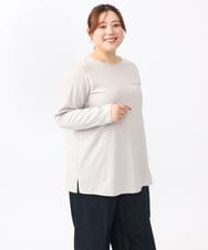 OLKAA28059 eur3(エウルキューブ) 【大きいサイズ】コットンロゴ長袖Tシャツ グレージュ(89)