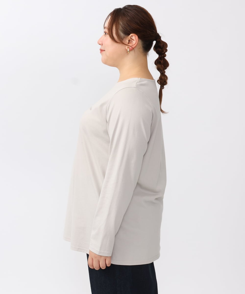 OLKAA28059 eur3(エウルキューブ) 【大きいサイズ】コットンロゴ長袖Tシャツ グレージュ(89)