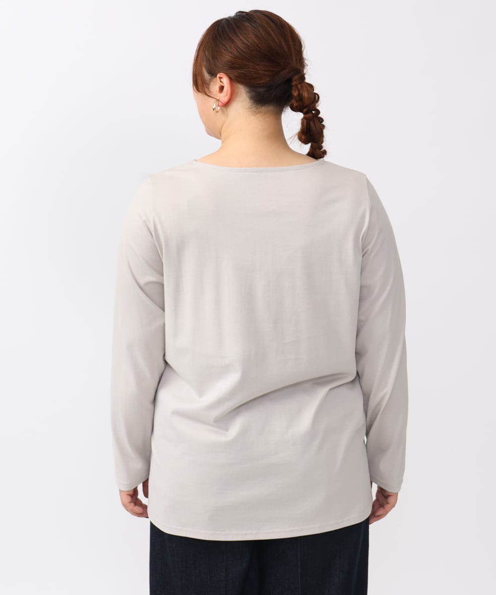 OLKAA28059 eur3(エウルキューブ) 【大きいサイズ】コットンロゴ長袖Tシャツ グレージュ(89)