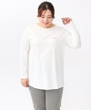 OLKAA28059 eur3(エウルキューブ) 【大きいサイズ】コットンロゴ長袖Tシャツ ホワイト(90)