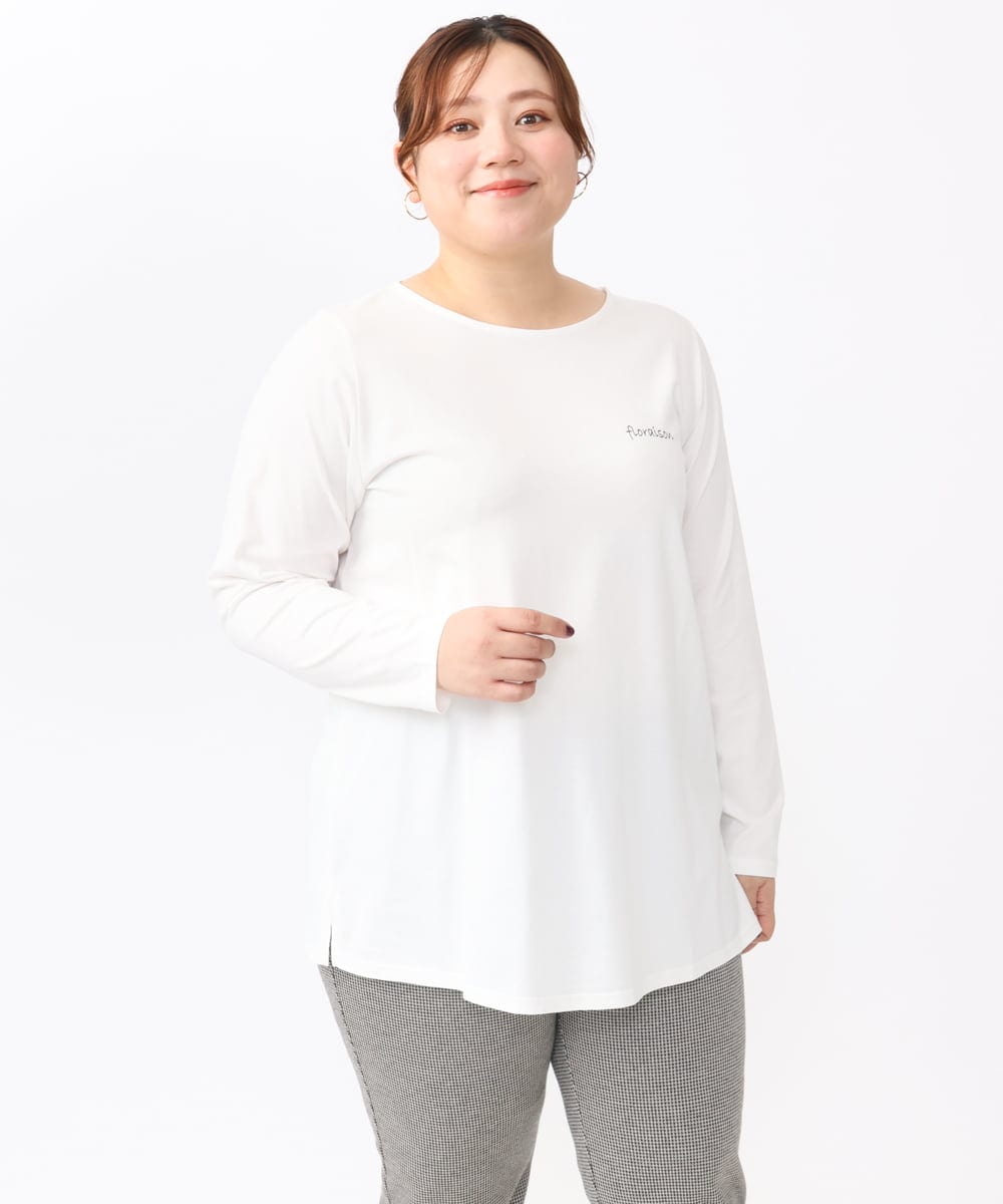 OLKAA28059 eur3(エウルキューブ) 【大きいサイズ】コットンロゴ長袖Tシャツ ホワイト(90)