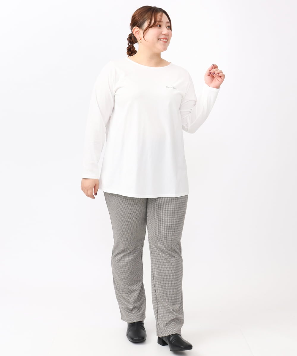 OLKAA28059 eur3(エウルキューブ) 【大きいサイズ】コットンロゴ長袖Tシャツ ホワイト(90)
