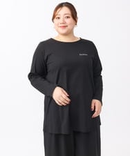 OLKAA28059 eur3(エウルキューブ) 【大きいサイズ】コットンロゴ長袖Tシャツ ブラック(94)