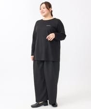 OLKAA28059 eur3(エウルキューブ) 【大きいサイズ】コットンロゴ長袖Tシャツ ブラック(94)