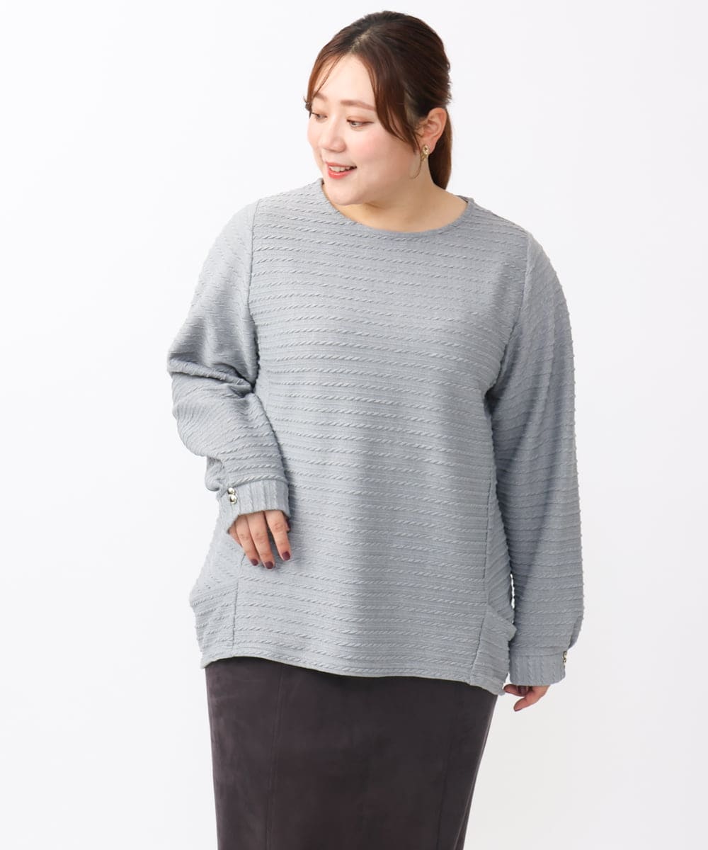 OLKAA29079 eur3(エウルキューブ) 【大きいサイズ】ケーブルジャカードカットソー グレー(92)