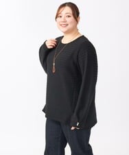 OLKAA29079 eur3(エウルキューブ) 【大きいサイズ】ケーブルジャカードカットソー ブラック(94)