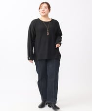OLKAA29079 eur3(エウルキューブ) 【大きいサイズ】ケーブルジャカードカットソー ブラック(94)