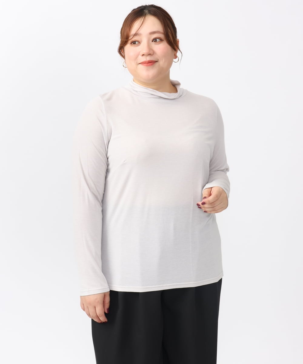 OLKAA30049 eur3(エウルキューブ) 【大きいサイズ】ハイネックカットソー ライトグレー(91)