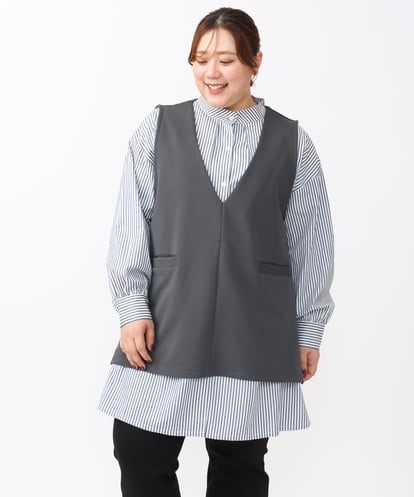 OLKAA35099  【大きいサイズ/soso×eur3】Vネックベスト