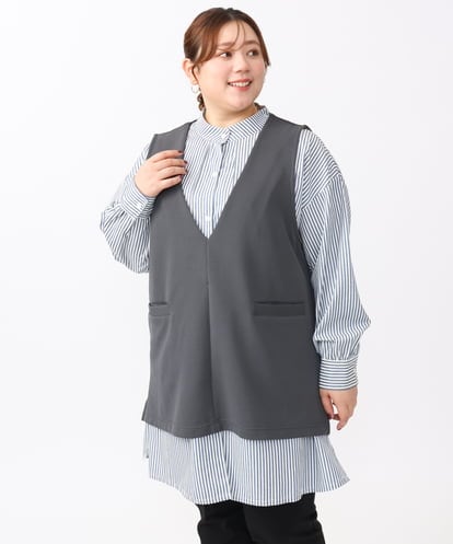 OLKAA35099  【大きいサイズ/soso×eur3】Vネックベスト