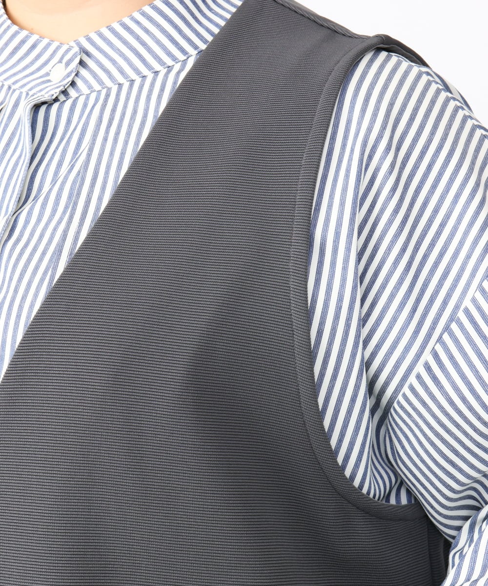 OLKAA35099 eur3(エウルキューブ) 【大きいサイズ/soso×eur3】Vネックベスト グレー(92)