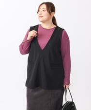OLKAA35099 eur3(エウルキューブ) 【大きいサイズ/soso×eur3】Vネックベスト ブラック(94)