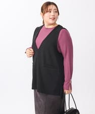 OLKAA35099 eur3(エウルキューブ) 【大きいサイズ/soso×eur3】Vネックベスト ブラック(94)