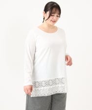 OLKAA38059 eur3(エウルキューブ) 【大きいサイズ】裾レースプルオーバー ホワイト(90)