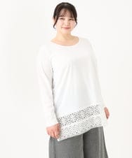 OLKAA38059 eur3(エウルキューブ) 【大きいサイズ】裾レースプルオーバー ホワイト(90)