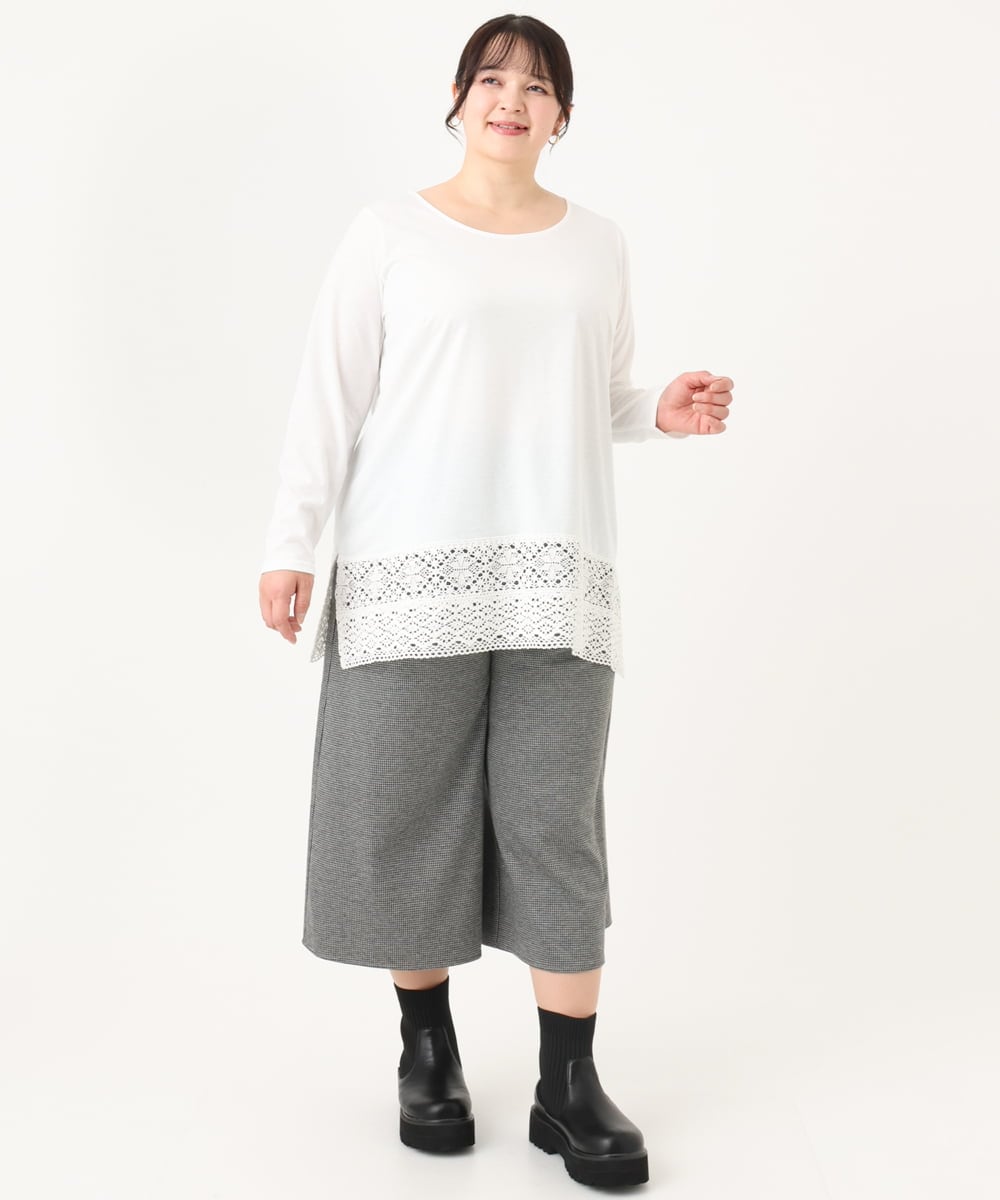 OLKAA38059 eur3(エウルキューブ) 【大きいサイズ】裾レースプルオーバー ホワイト(90)