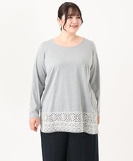 OLKAA38059 eur3(エウルキューブ) 【大きいサイズ】裾レースプルオーバー ライトグレー(91)