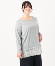 OLKAA38059 eur3(エウルキューブ) 【大きいサイズ】裾レースプルオーバー ライトグレー(91)