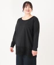 OLKAA38059 eur3(エウルキューブ) 【大きいサイズ】裾レースプルオーバー ブラック(94)