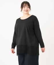OLKAA38059 eur3(エウルキューブ) 【大きいサイズ】裾レースプルオーバー ブラック(94)
