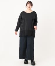 OLKAA38059 eur3(エウルキューブ) 【大きいサイズ】裾レースプルオーバー ブラック(94)