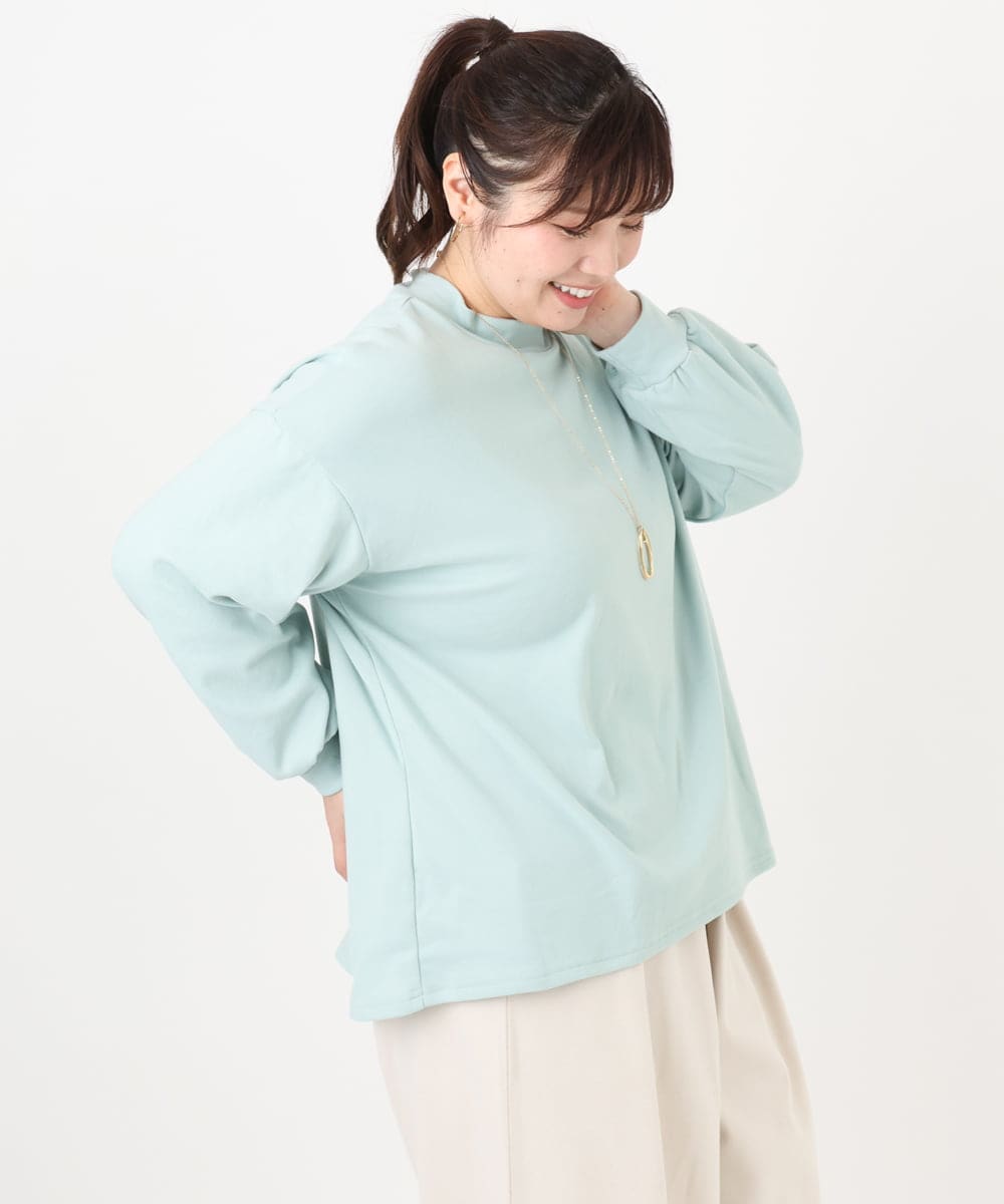 OLKAD06079 eur3(エウルキューブ) 【WEB先行販売】【大きいサイズ】なめらかフリースプチハイネック ライトグリーン(30)