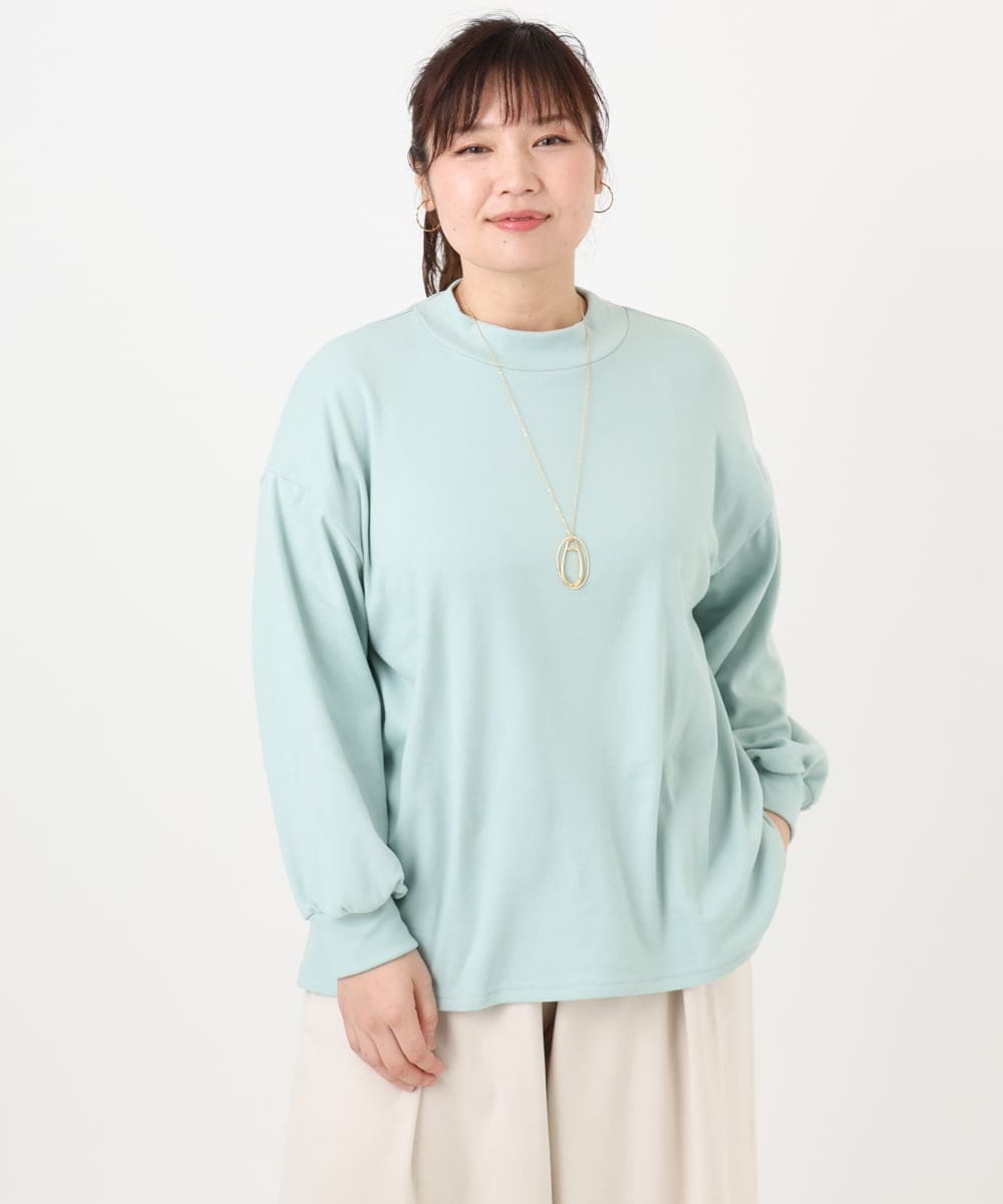 OLKAD06079 eur3(エウルキューブ) 【WEB先行販売】【大きいサイズ】なめらかフリースプチハイネック ライトグリーン(30)