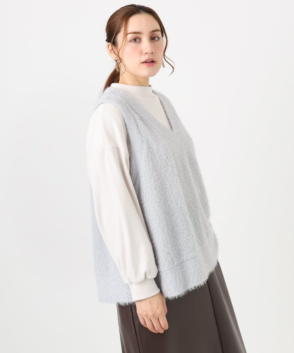 OLKAD06079 eur3(エウルキューブ) 【大きいサイズ】なめらかフリースプチハイネック ホワイト(90)