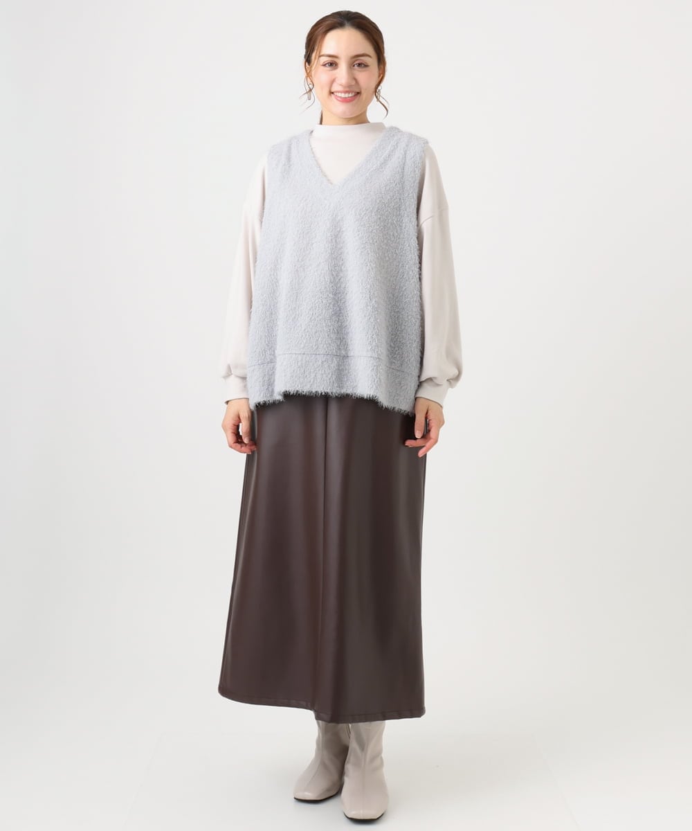 OLKAD06079 eur3(エウルキューブ) 【大きいサイズ】なめらかフリースプチハイネック ホワイト(90)