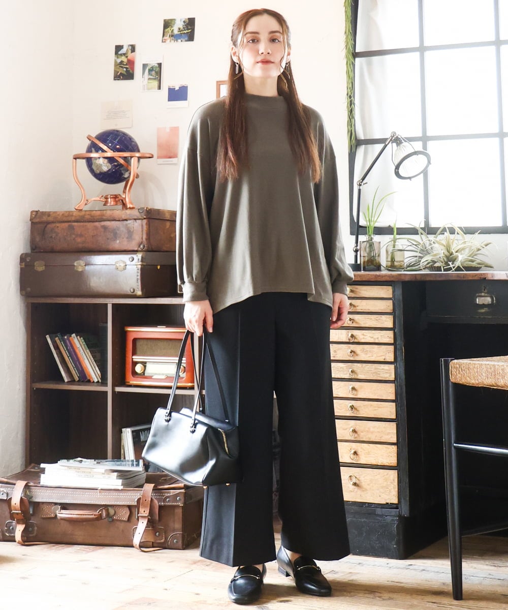 OLKAD06079 eur3(エウルキューブ) 【WEB先行販売】【大きいサイズ】なめらかフリースプチハイネック ダークグレー(93)