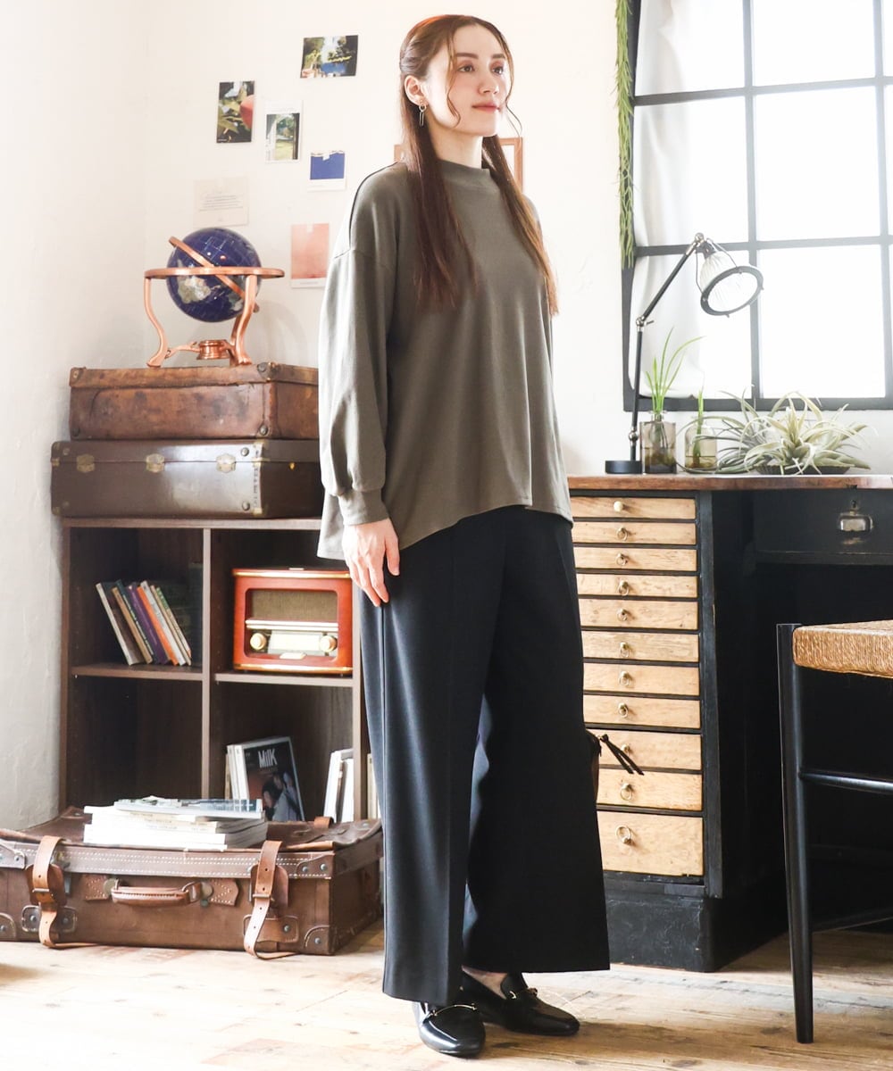 OLKAD06079 eur3(エウルキューブ) 【WEB先行販売】【大きいサイズ】なめらかフリースプチハイネック ダークグレー(93)