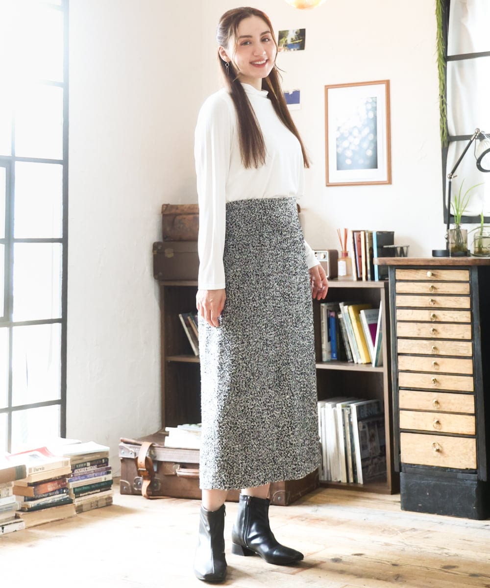 OLKAD09049 eur3(エウルキューブ) 【WEB先行販売】【大きいサイズ】ハイネック長袖カットソー ホワイト(90)