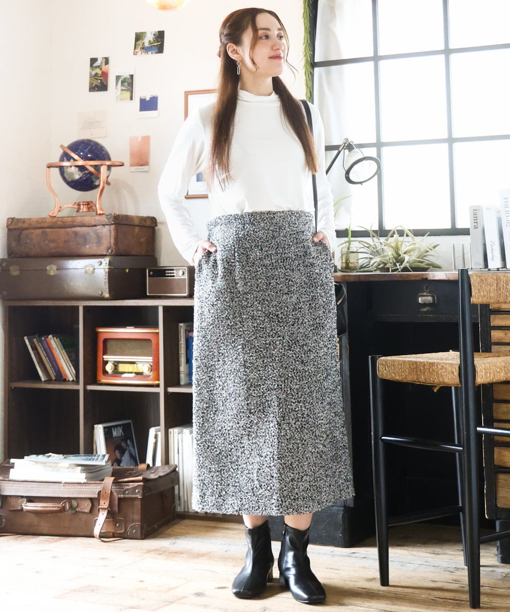 OLKAD09049 eur3(エウルキューブ) 【WEB先行販売】【大きいサイズ】ハイネック長袖カットソー ホワイト(90)