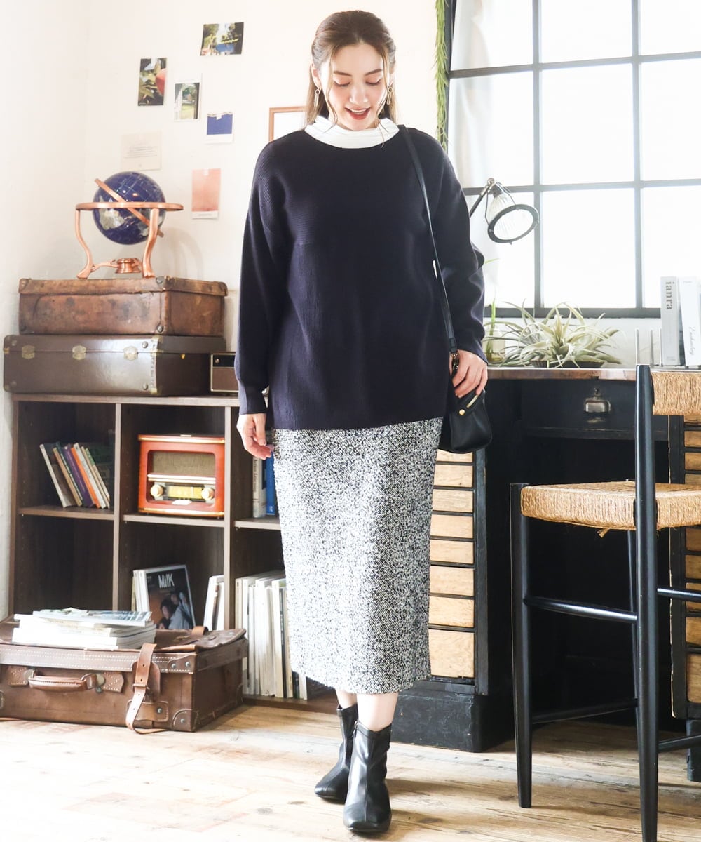 OLKAD09049 eur3(エウルキューブ) 【WEB先行販売】【大きいサイズ】ハイネック長袖カットソー ホワイト(90)