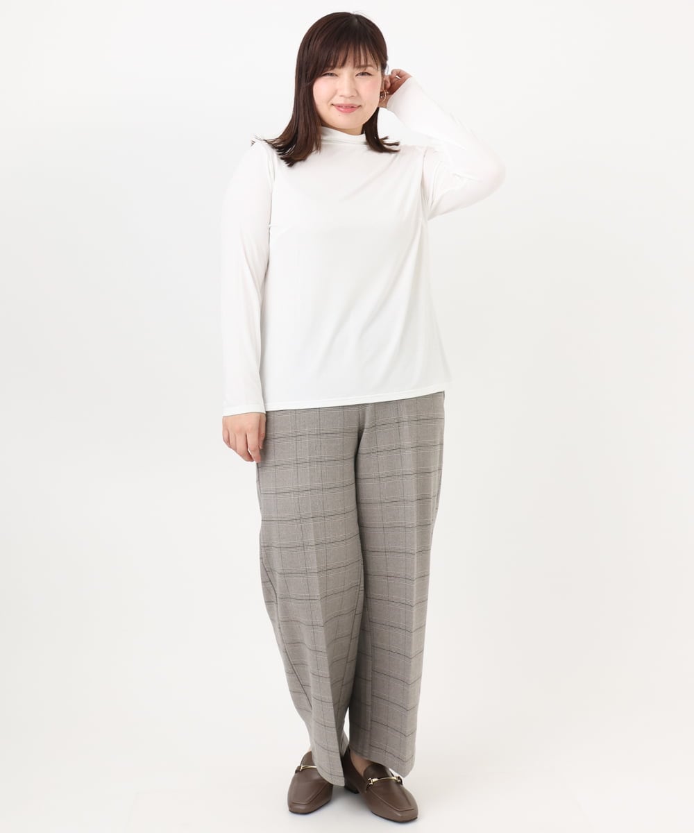 OLKAD09049 eur3(エウルキューブ) 【WEB先行販売】【大きいサイズ】ハイネック長袖カットソー ホワイト(90)