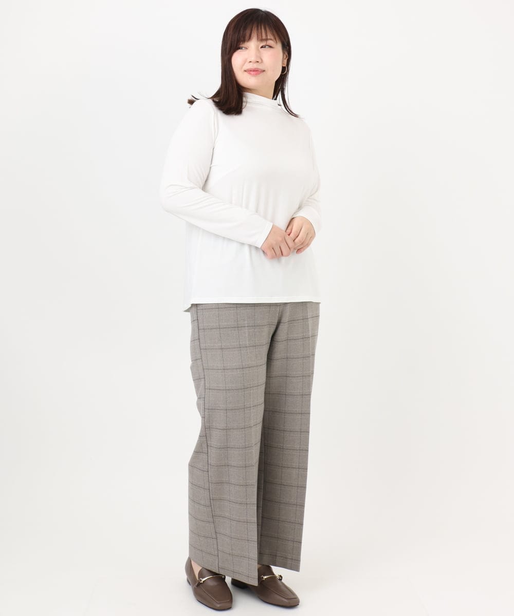 OLKAD09049 eur3(エウルキューブ) 【WEB先行販売】【大きいサイズ】ハイネック長袖カットソー ホワイト(90)