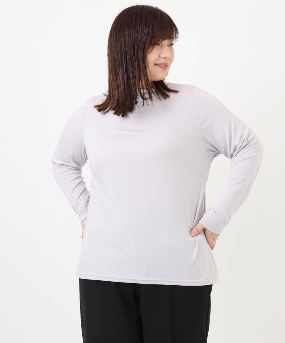 OLKAD09049 eur3(エウルキューブ) 【WEB先行販売】【大きいサイズ】ハイネック長袖カットソー ライトグレー(91)