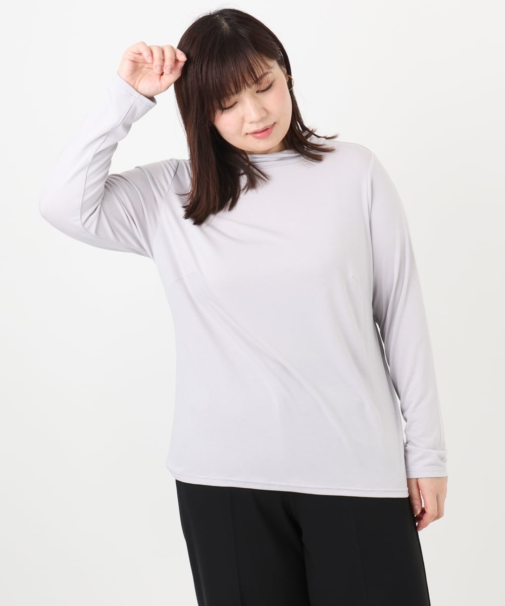 OLKAD09049 eur3(エウルキューブ) 【WEB先行販売】【大きいサイズ】ハイネック長袖カットソー ライトグレー(91)