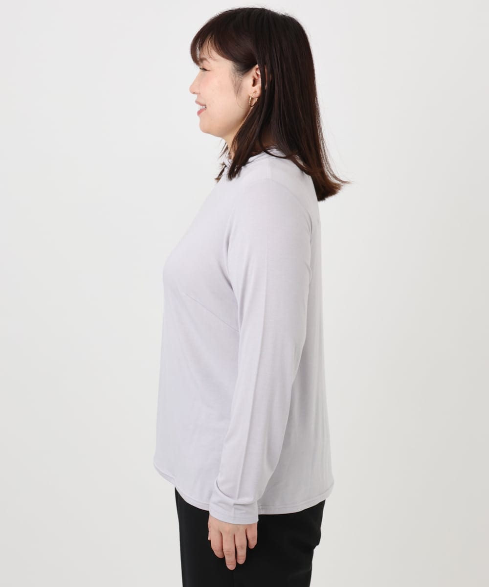 OLKAD09049 eur3(エウルキューブ) 【WEB先行販売】【大きいサイズ】ハイネック長袖カットソー ライトグレー(91)