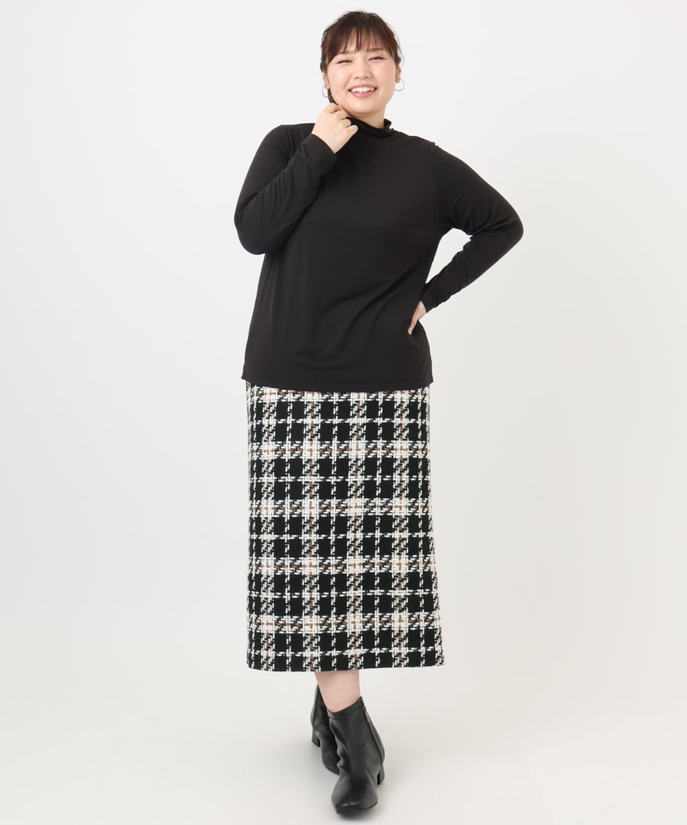 OLKAD09049 eur3(エウルキューブ) 【WEB先行販売】【大きいサイズ】ハイネック長袖カットソー ブラック(94)