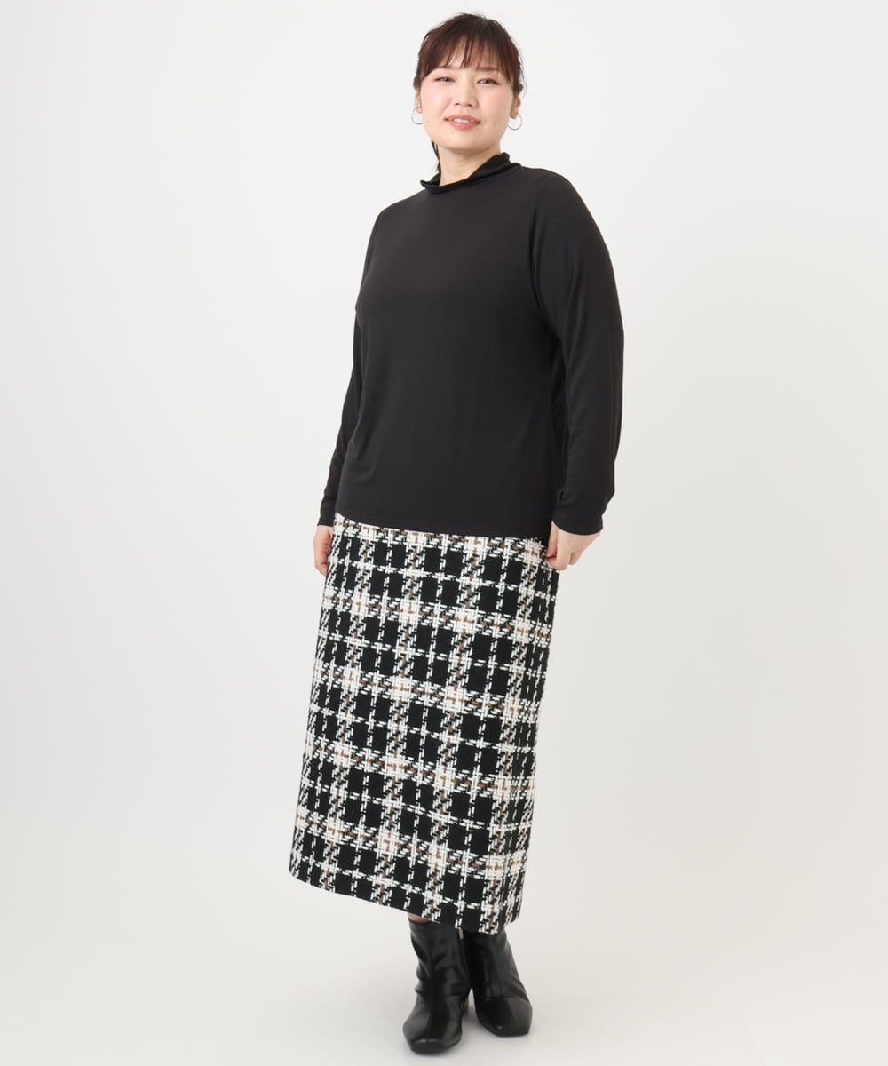 OLKAD09049 eur3(エウルキューブ) 【WEB先行販売】【大きいサイズ】ハイネック長袖カットソー ブラック(94)