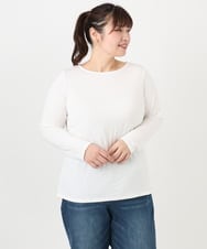 OLKAD17049 eur3(エウルキューブ) 【WEB先行販売】【大きいサイズ】Uネック長袖カットソー ホワイト(90)