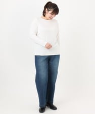 OLKAD17049 eur3(エウルキューブ) 【WEB先行販売】【大きいサイズ】Uネック長袖カットソー ホワイト(90)